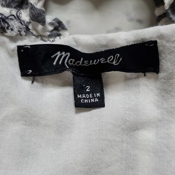 Madewell Gray/White Striped Ruffle Strap Dress - Picture 5 of 6